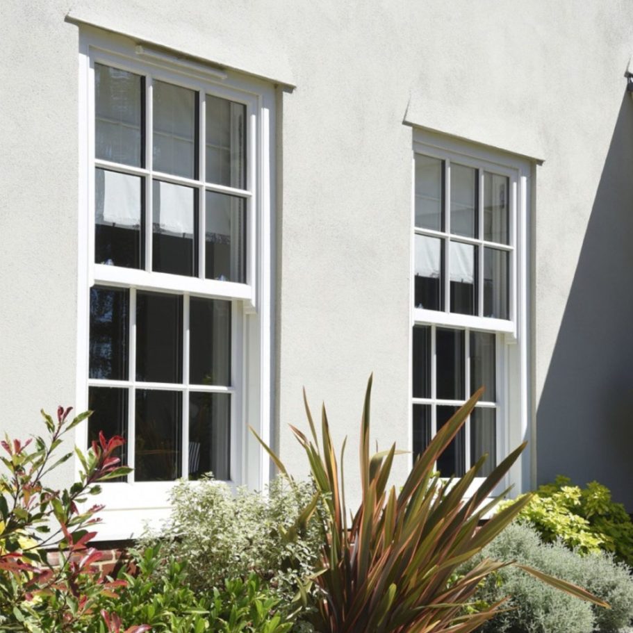 Traditional box sash timber window with glazing bars, Hackney